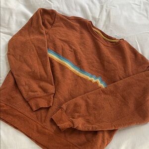 Patagonia Rust Crewneck Sweater with Rainbow Stripe UNISEX